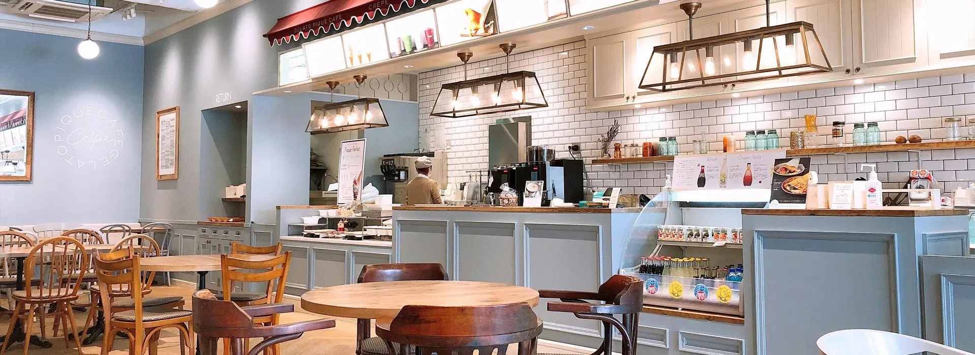 Modern cafe with gourmet pastries